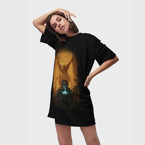 Женская длинная футболка Necromorph / 3D-принт – фото 3