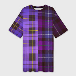 Футболка женская длинная Purple Checkered, цвет: 3D-принт