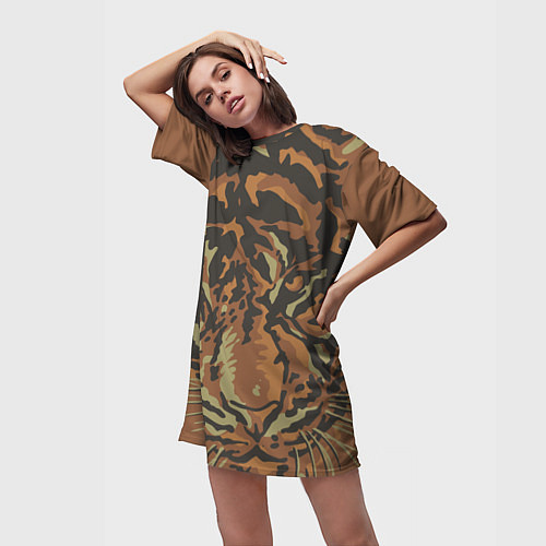 Женская длинная футболка Морда тигра на весь экран / 3D-принт – фото 3