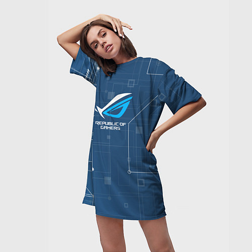Женская длинная футболка ROG холодный / 3D-принт – фото 3
