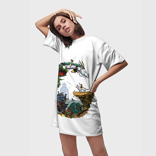 Женская длинная футболка Миры Хаяо Миядзаки унесенные призраками и другие / 3D-принт – фото 3