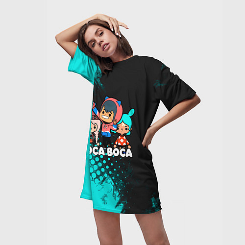 Женская длинная футболка Toca Boca Рита и Леон / 3D-принт – фото 3