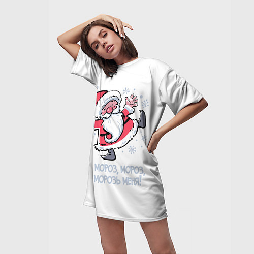 Женская длинная футболка Ой, мороз, мороз, не морозь меня! / 3D-принт – фото 3