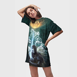 Футболка женская длинная Elden Ring рыцарь и предшественники серии Souls El, цвет: 3D-принт — фото 2