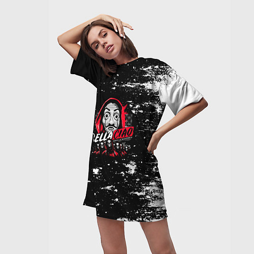 Женская длинная футболка Бумажный Белла Чао / 3D-принт – фото 3
