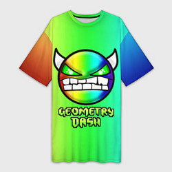 Футболка женская длинная Geometry Dash, цвет: 3D-принт