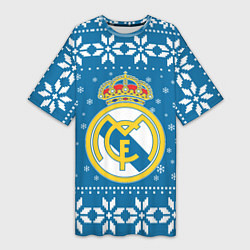 Женская длинная футболка Реал Мадрид Новогодний