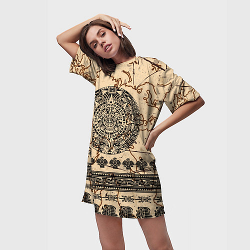 Женская длинная футболка AztecsАцтеки / 3D-принт – фото 3