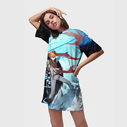 Футболка женская длинная ТАРТАЛЬЯ, GENSHIN IMPACT ГЕНШИН ИМПАКТ, цвет: 3D-принт — фото 2