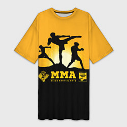 Футболка женская длинная ММА Mixed Martial Arts, цвет: 3D-принт