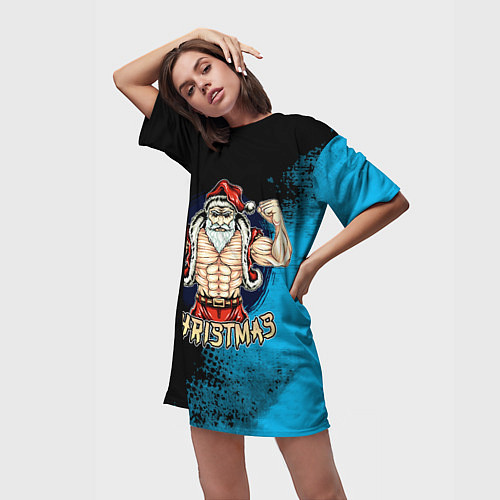 Женская длинная футболка Сантиш бруталиш / 3D-принт – фото 3