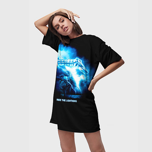 Женская длинная футболка Ride the Lightning Metallica / 3D-принт – фото 3