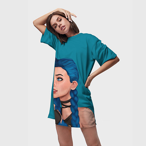 Женская длинная футболка Красотка Джинкс / 3D-принт – фото 3