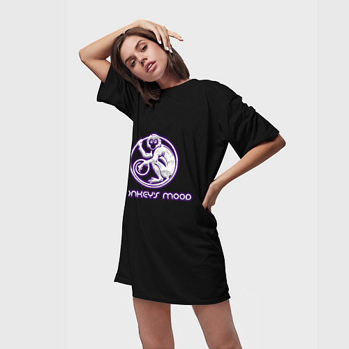 Женская длинная футболка Monkeys mood / 3D-принт – фото 3