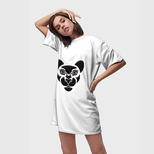 Женская длинная футболка Тигрица с 3D глазами / 3D-принт – фото 3