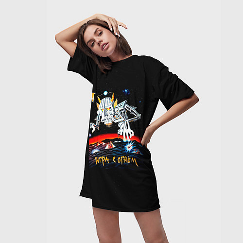 Женская длинная футболка Игра с огнём - Ария / 3D-принт – фото 3