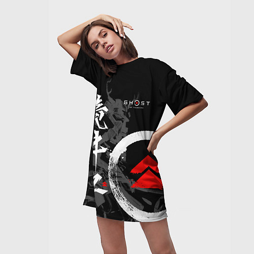 Женская длинная футболка Ghost of Tsushima Призрак Цусимы / 3D-принт – фото 3