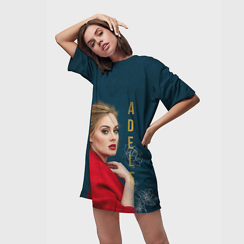 Женская длинная футболка Portrait Adele / 3D-принт – фото 3