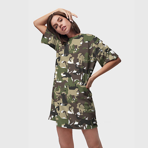 Женская длинная футболка Камуфляж из Собак Camouflage / 3D-принт – фото 3