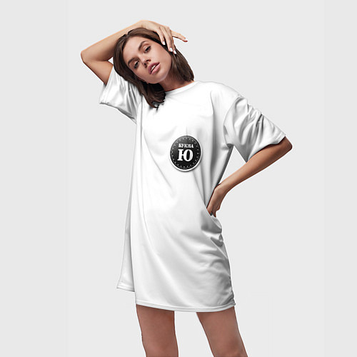 Женская длинная футболка Иконка Буква Ю / 3D-принт – фото 3