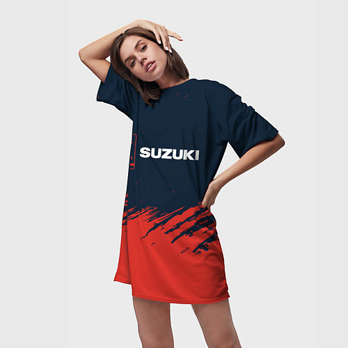 Женская длинная футболка СУЗУКИ - Краска / 3D-принт – фото 3
