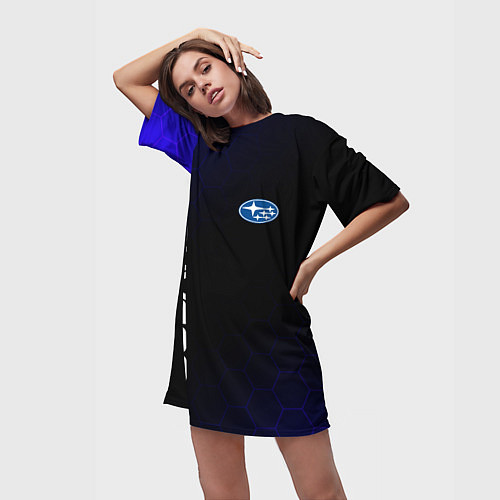 Женская длинная футболка СУБАРУ, SUBARU СОТЫ / 3D-принт – фото 3