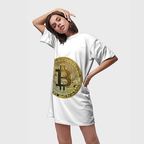 Женская длинная футболка Золотой биток / 3D-принт – фото 3