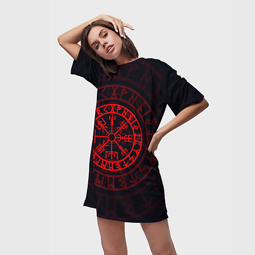 Женская длинная футболка Красный Вегвизир / 3D-принт – фото 3