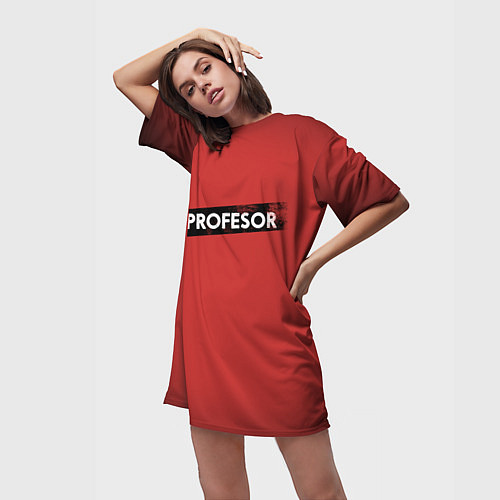 Женская длинная футболка EL PROFESOR БУМАЖНЫЙ ДОМ / 3D-принт – фото 3