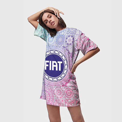 Женская длинная футболка FIAT BIG LOGO / 3D-принт – фото 3