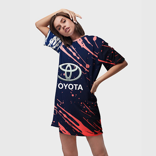 Женская длинная футболка Toyota градиент / 3D-принт – фото 3