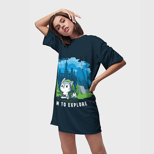 Женская длинная футболка Волчек геймер / 3D-принт – фото 3