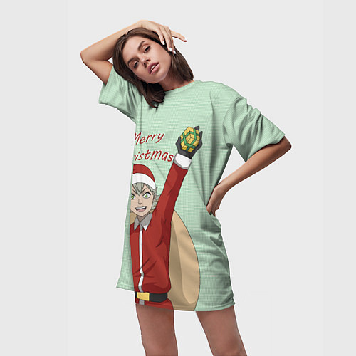 Женская длинная футболка Аста из Черных быков в костюме Санты / 3D-принт – фото 3