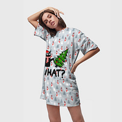 Футболка женская длинная WHAT CAT CHRISTMAS, цвет: 3D-принт — фото 2