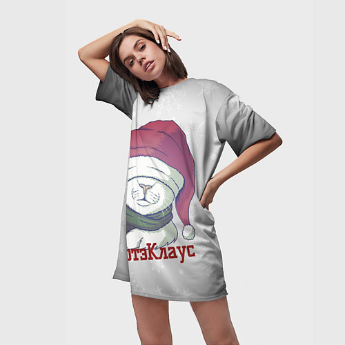 Женская длинная футболка КотэКлаус / 3D-принт – фото 3