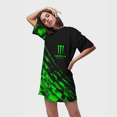 Женская длинная футболка Monster Energy Текстура / 3D-принт – фото 3