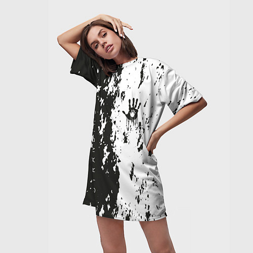Женская длинная футболка Death Stranding Black & White / 3D-принт – фото 3