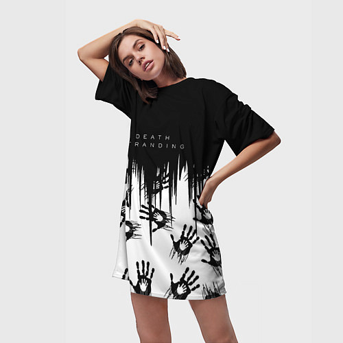 Женская длинная футболка Death Stranding Отпечаток ладони / 3D-принт – фото 3