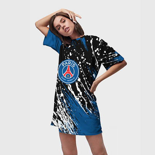 Женская длинная футболка PSG футбольный клуб / 3D-принт – фото 3