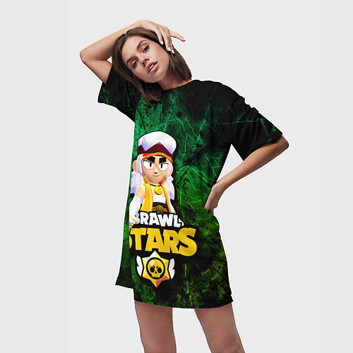 Женская длинная футболка ФЭНГ БРАВЛ СТАРС, FANG BRAWL STARS / 3D-принт – фото 3