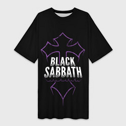 Женская длинная футболка Black Sabbat Cross