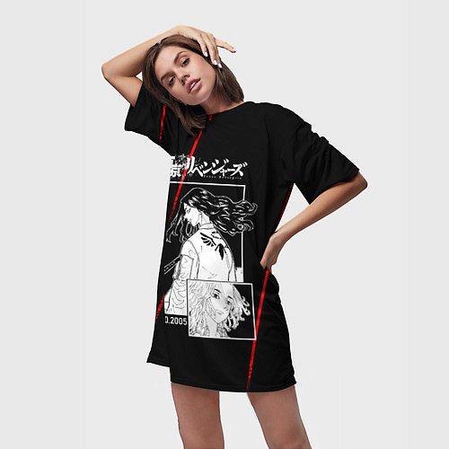 Женская длинная футболка БАДЖИ И МАЙКИ ТОСВА И ВАЛЬХАЛЛА / 3D-принт – фото 3