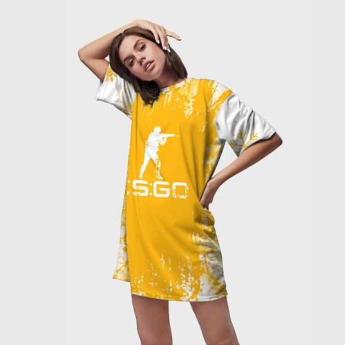 Женская длинная футболка НОВОГОДНИЙ CS : GO / 3D-принт – фото 3