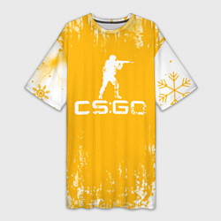 Футболка женская длинная НОВОГОДНИЙ CS : GO, цвет: 3D-принт