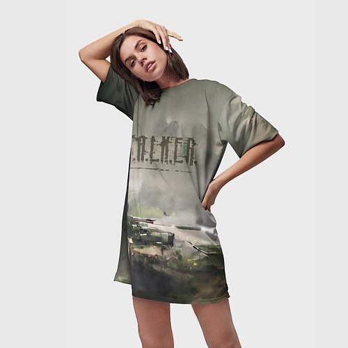 Женская длинная футболка Утро сталкера / 3D-принт – фото 3