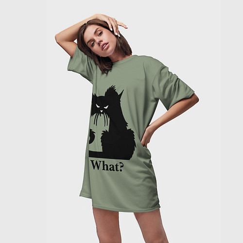 Женская длинная футболка What? Что? / 3D-принт – фото 3