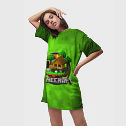Футболка женская длинная Minecraft Logo Green, цвет: 3D-принт — фото 2