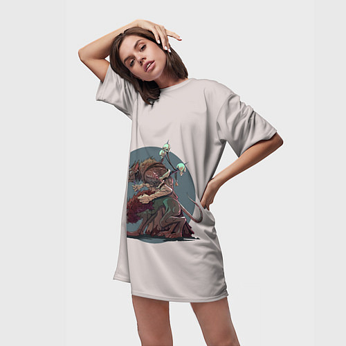 Женская длинная футболка Скавена / 3D-принт – фото 3
