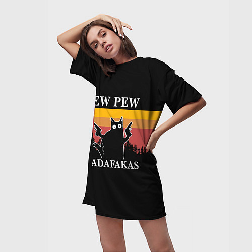 Женская длинная футболка Madafakas! PEW PEW / 3D-принт – фото 3
