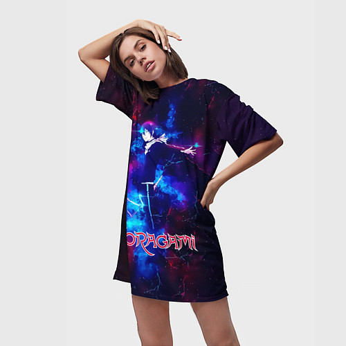 Женская длинная футболка Ято космический Бездомный Бог / 3D-принт – фото 3